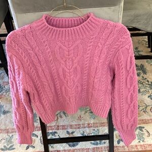 Lush Pink Cable Knit Sweater